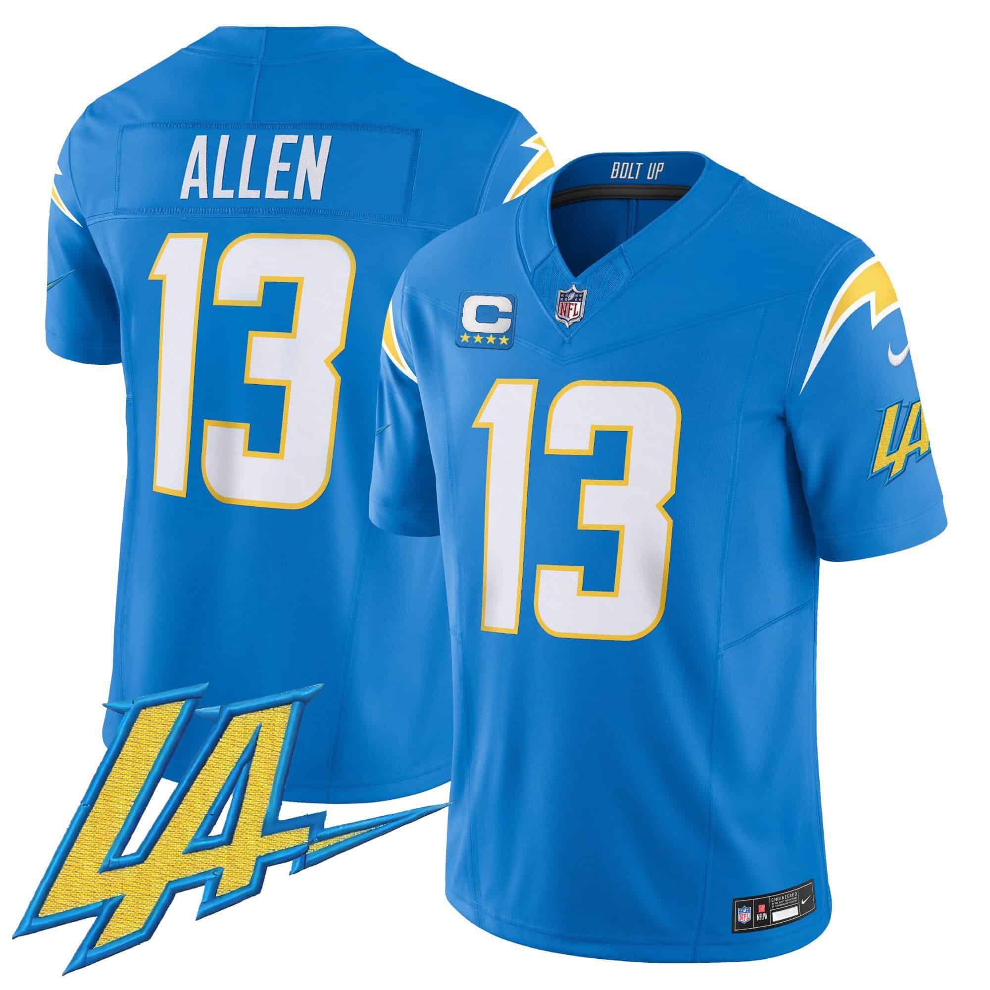 Men Los Angeles Chargers #13 Allen Light Blue 2024 Nike Vapor Limited NFL Jersey style 1